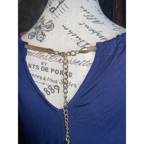 City Halo Navy Blue tank Top With Chain Strap Women's Size L - Picture 5 of 7